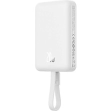 Baseus Magsafe Mini Wireless ve Lightning Kablo Powerbank 10.000 Mah 20W - Beyaz