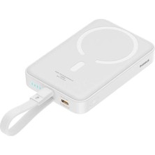 Baseus Magsafe Mini Wireless ve Lightning Kablo Powerbank 10.000 Mah 20W - Beyaz