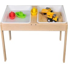 Galery Wood Montessori Doğal Ahşap Duyu Aktivite Kum ve Su Masası-Duyusal Oyun ve Gelişim Iç Mekan Aktivite Masa