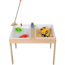 Galery Wood Montessori Doğal Ahşap Duyu Aktivite Kum ve Su Masası-Duyusal Oyun ve Gelişim Iç Mekan Aktivite Masa