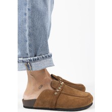 Manijero Bonita 2 Kadın Hakiki Deri Troklu Sabo Taba Terlik