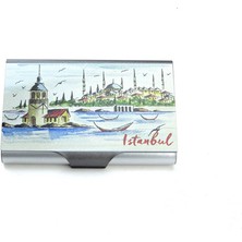 Paras Ticaret Kız Kulesi ve Cami Baskılı Kaliteli Alüminyum Kartvizitlik Kapaklı Pratik Kartlık (1 Adet) (Ebat: 9,5 cm x 6 cm x 1,2 Cm)