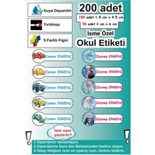 Ayza Tasarım Yüksek Kalitede 200 adet Okul Kreş Etiketi Kalem Defter Özel İsim Yazılabilen Etiket Seti Sticker