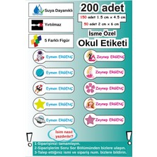 Ayza Tasarım Yüksek Kalitede  200 adet Okul Kreş Etiketi Kalem Defter Özel İsim Yazılabilen Etiket Seti