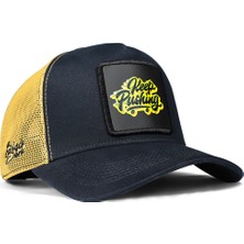 BlackBörk V1 Trucker Keep Pushing - 1 Kod Logolu Unisex Lacivert-Sarı Şapka
