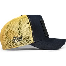 BlackBörk V1 Trucker Keep Pushing - 1 Kod Logolu Unisex Lacivert-Sarı Şapka