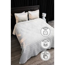 Queen Kadife Çift Kişilik Yatak Örtüsü - Krem