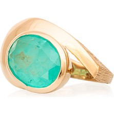 Gümüşcüm Paraiba Tourmaline Altın Kaplama Taşlı Otantik Oval Kadın Gümüş Yüzük