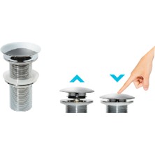 Turkuaz Yuvarlak Aç / Kapa Lavabo Süzgeci Krom Kaplamalı 8 cm