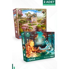 Blue Focus Games 2 Adet 1000 Parça Puzzle - Toscana ve Ateş ve Su