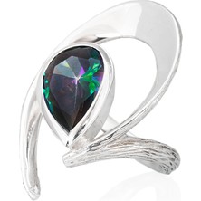 Gümüşcüm Mistik Topaz Taşlı Otantik Kadın Gümüş Yüzük