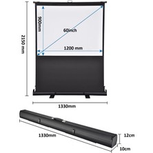 Peak 120×90 cm Taşınabilir Portatif Pull Up Floor Projeksiyon Perdesi F60