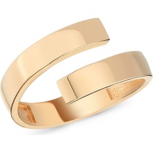 Gümüşcüm Kıvrımlı Rose Kaplama Bayan Gümüş Yüzük