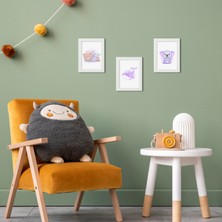 Ozzypix Sevimli Hayvanlar Temalı 3lü Tablo Seti, Bebek Odası Için Dekoratif Tablo Çerçeve Seti TBL04