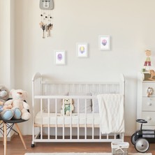 Ozzypix Sevimli Hayvanlar Temalı 3lü Tablo Seti, Bebek Odası Için Dekoratif Tablo Çerçeve Seti TBL05