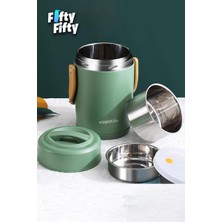 Vagonlife Çelik Yemek Termosu Isı Yalıtımlı 2 Kaseli 1.6lt Sızdırmaz Vakumlu Kap Taşıma Kulplu -FF10082