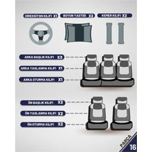 Modern Garaj Fiat Albea, Tipo, Linea, Palio, Egea, Tempra Uyumlu Ön Arka Tam Set Gofrajlı Oto Koltuk Kılıfı Seti