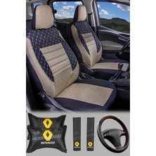 Modern Garaj Renault Clio 1-2-3-4, Symbol, Fluence, Megane 1-2-3 Broadway, Toros, Uyumlu Ön Arka Tam Set Gofrajlı Oto Koltuk Kılıfı Seti