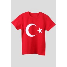 Kinderos Çocuk Türk Bayraklı Kısa Kollu Tişört Bisiklet Yaka