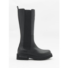 Harley Davidson Kadın Siyah Çizme Yüksek Kalite Deri Kauçuk Taban Günlük Kullanım