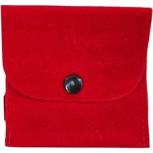Özer Kutu Kadife (Süet) Zarf Kese Kırmızı 10 Adet 7x7 cm Boy Takı, Altın Kesesi (Çıtçıtlı)