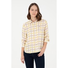 U.S. Polo Assn. Kadın Krem Gömlek Desenli 50291105-VR071