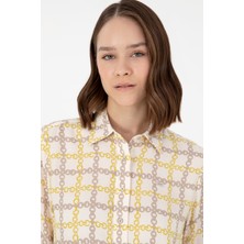 U.S. Polo Assn. Kadın Krem Gömlek Desenli 50291105-VR071