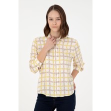 U.S. Polo Assn. Kadın Krem Gömlek Desenli 50291105-VR071