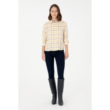 U.S. Polo Assn. Kadın Krem Gömlek Desenli 50291105-VR071