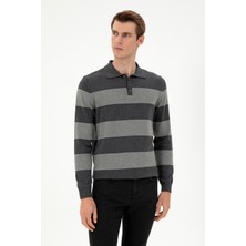 U.S. Polo Assn. Erkek Regular Fit Polo Yaka Antrasit Melanj Kazak 50297019-VR081