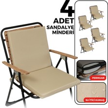 Xpermate 4'lü sandalye minderi su ıtici kumaş 40 x 40 cm sünger sırtlıklı sandalye minderi bağcıklı bej
