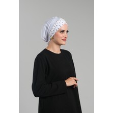 Beyaz Pratik Hazır Geçmeli Tesettür Bone Sandy Kumaş Taşlı 1456_42