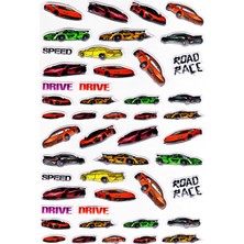 Limmy Sticker Kabartmalı A4 Boyutunda Stiker Defter, Planlayıcı ETIKET-(LIM532) - Yarış Arabası