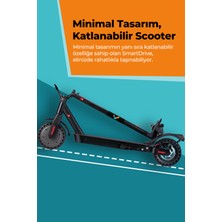 Smart Drive S50 LED Ekranlı Patlamaz Tekerlekli Fırçasız Motorlu Farlı Katlanabilir Taşınabilir Süspansiyonlu Elektrikli Scooter