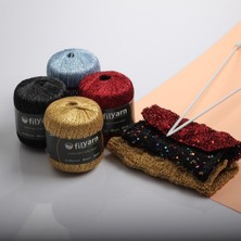 Filyarn Acı Kahve Starz Örgü Ipi, Amigurumi Ipi, Simli Örgü Ip, Punch Ipi(Panç)