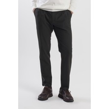 Jakamen Siyah Comfort Fit Çift Cep Kapaklı Pileli Yan Cep Pantolon