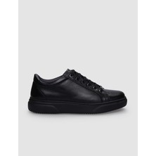 Cabani %100 Hakiki Deri Siyah Bağcıklı Erkek Sneaker