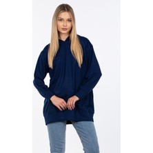 Basic Kapüşonlu Sweatshirt - Lacivert