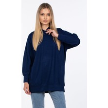 Basic Kapüşonlu Sweatshirt - Lacivert