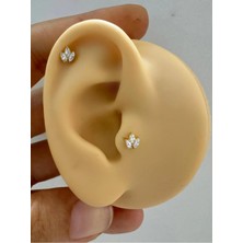 Ares Collection Arescollection 1 Adet G23 Titanium ( Titanyum) Zirkon Taşlı Tragus Helix Conch Kıkırdak Lobe Uyumlu Piercing