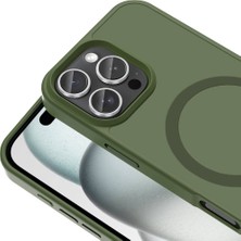 ZORE Apple iPhone 16 Pro Kılıf Magsafe Şarj Özellikli Mat Arka Yüzey Zore Sio Kapak-Koyu Yeşil