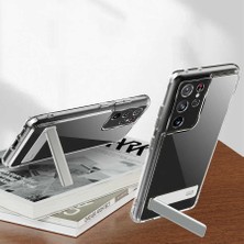 ZORE Galaxy S21 Ultra Kılıf Standlı Şeffaf Silikon Zore L-Stand Kapak-Renksiz