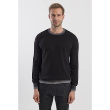 Jakamen Siyah Slim Fit Bisiklet Yaka Triko Kazak