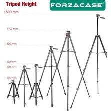 Forzacase 150 cm Bluetooth Kumandalı Profesyonel Kamera Dslr Telefon Tutuculu Çantalı Tripod - FC813