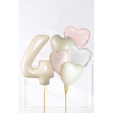 Pekshop Saten Pembe Beyaz Retro Kalp ve Yaş Rakamlı Doğum Günü Balon Seti
