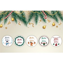 packmira etiket&ambalaj Yılbaşı Temalı Sticker-Mutlu Yıllar Etiketi-Yılbaşı Paketleme Happy New Year-4 cm 36 Adet