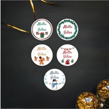 packmira etiket&ambalaj Yılbaşı Temalı Sticker-Mutlu Yıllar Etiketi-Yılbaşı Paketleme Happy New Year-4 cm 36 Adet