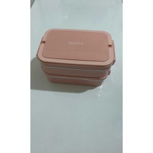 Food 2 Katlı 3 Bölmeli Çatal Kaşıklı Paslanmaz Çelik Yemek Taşıma Kabı 1.65L