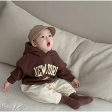 Kids Face Özel Tasarım Kapüşonlu New York Baskılı Erkek Bebek-Çocuk Trend Sweatshırt