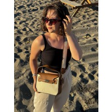 Volare Bags Kanvas Kahverengi El ve Omuz Çantası